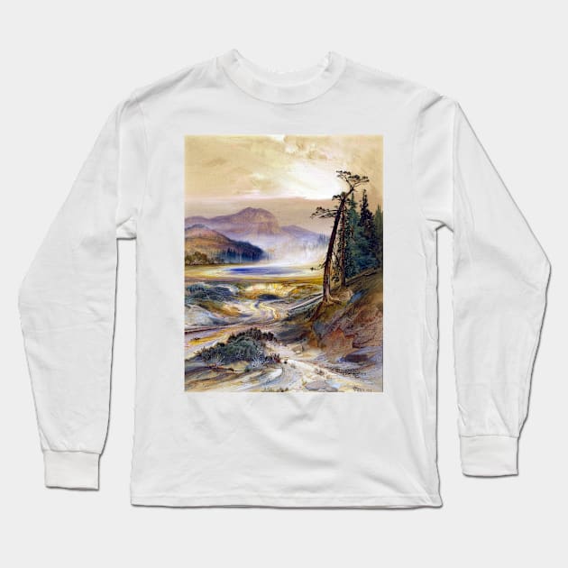 Excelsior Geyser, Yellowstone Park, Thomas Moran 1873 Long Sleeve T-Shirt by rocketshipretro